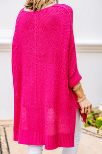 Don't Waste A Moment Fuchsia Pink Oversized Sweater