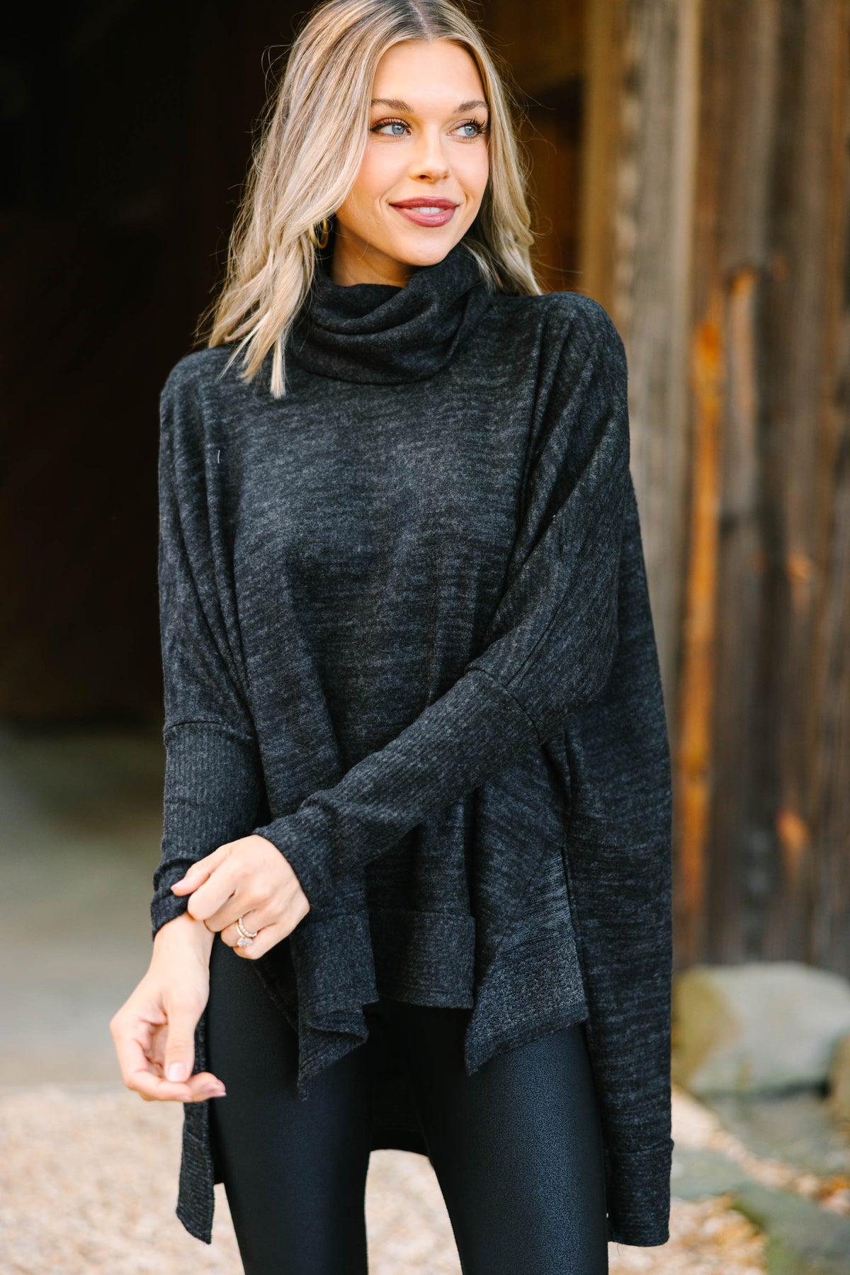 Cozy Comfy Charcoal Gray Cowl Neck Sweater - Oversized – Shop the Mint