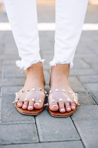 Catch Their Attention Clear Studded Sandals