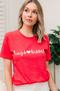 Hugs and Kisses Heather Red Graphic Tee