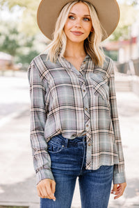 Know It Well Spruce Green Plaid Button Down Top