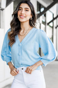 Feeling The Vibes Light Blue Crop Cardigan