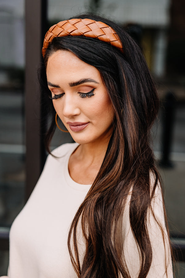 brown faux leather headband