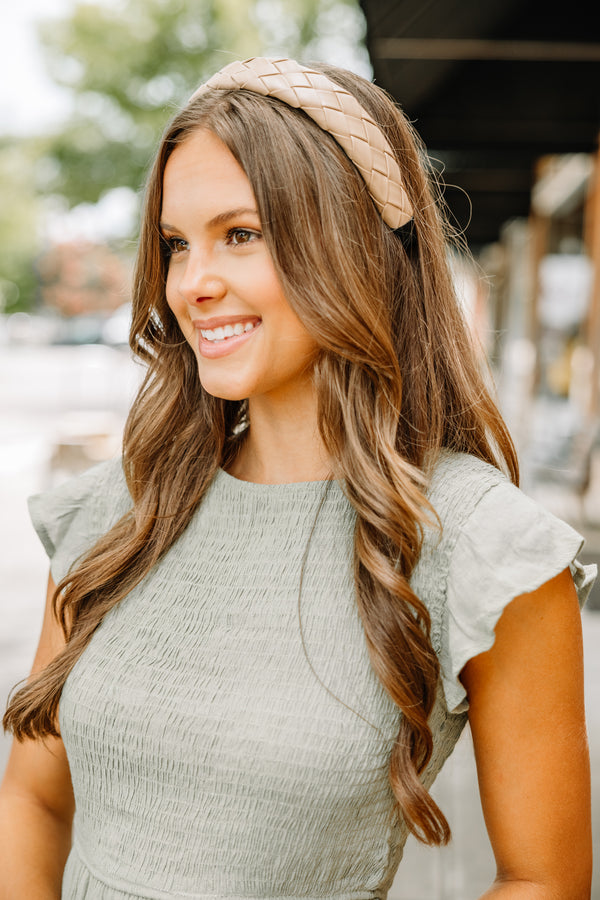 white faux leather headband