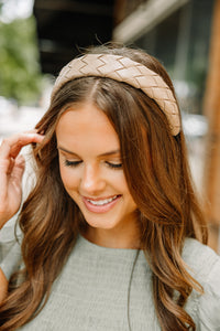 white faux leather headband