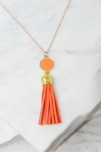 Give It To You Orange Tassel Necklace