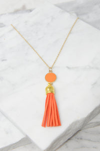 Give It To You Orange Tassel Necklace
