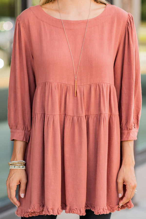 Make You Better Canyon Clay Orange Tiered Tunic
