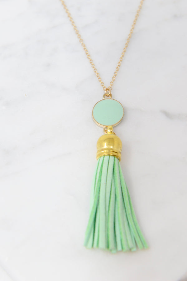 Give It To You Mint Green Tassel Necklace - Boutique Necklaces – Shop ...