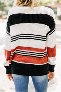 I've Got The Time Rust Multicolored Striped Sweater