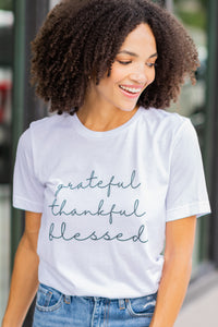 Always Give Thanks White Graphic Tee