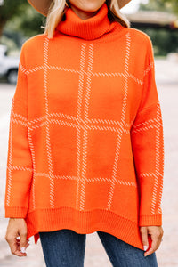 Mountain Views Orange Plaid Sweater