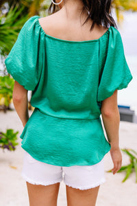 Perfect Love Jade Green Pleated Top