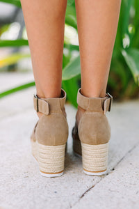 These Are The Days Khaki Brown Wedges