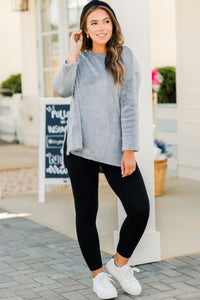 Inside And Out Gray Faux Fur Sweater