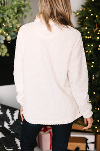 It's A Brand New Day Ivory White Fuzzy Pullover