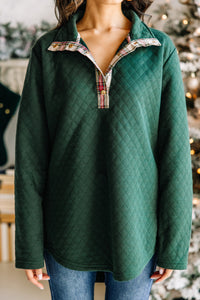Out And About Green Quilted Pullover