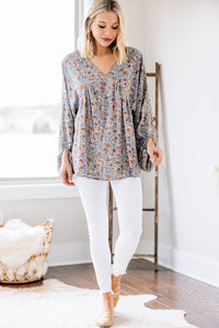 ditsy floral bubble sleeve top