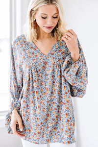 ditsy floral bubble sleeve top