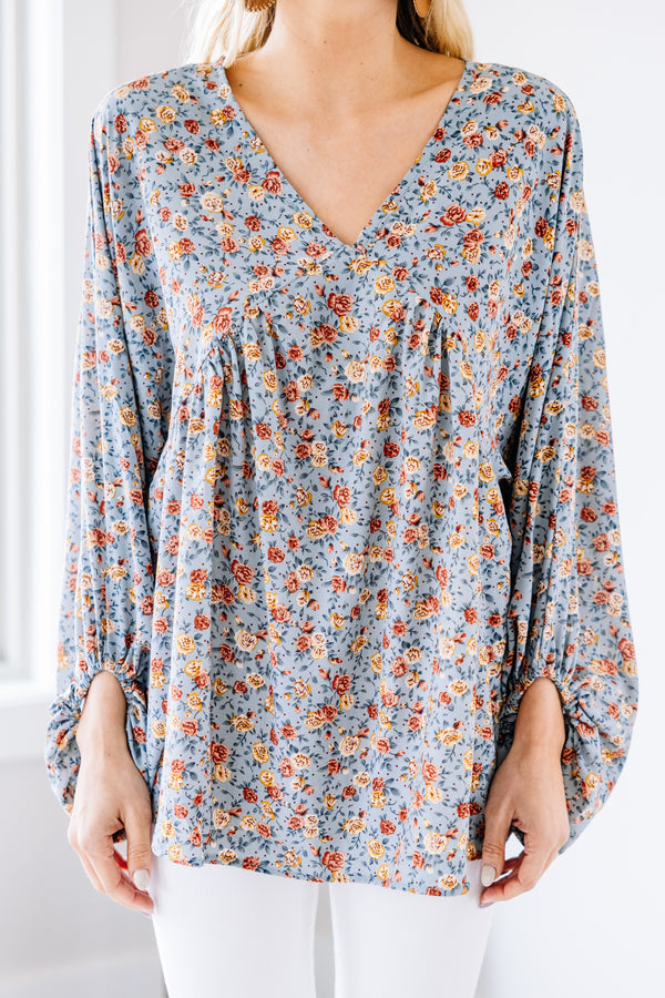 ditsy floral bubble sleeve top