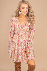 Make The Connection Fuchsia Floral Dress