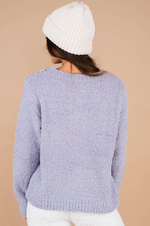 pullover, soft, fuzzy fabric, long sleeves, round neckline, solid coloring, set, powder blue