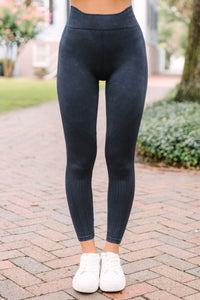Trendy Black Ribbed Leggings - High Waist Leggings – Shop the Mint