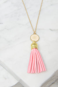 Give It To You Pink Tassel Necklace