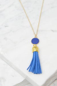 Give It To You Navy Blue Tassel Necklace