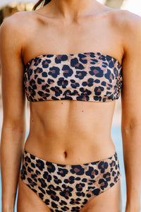 leopard bandeau bikini top