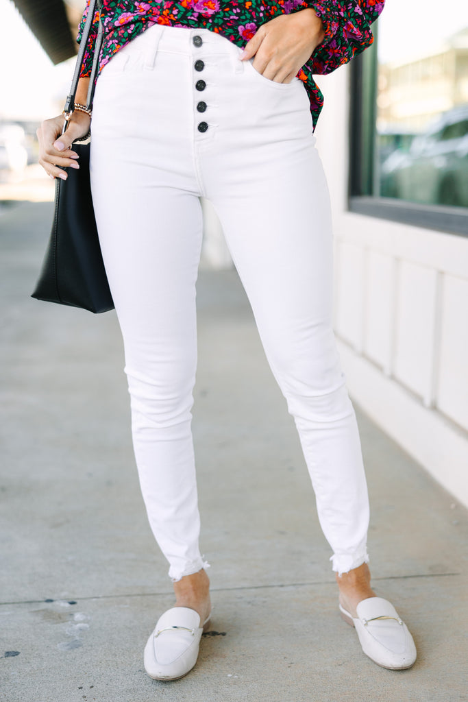 High Waist White High Waist Skinny Jeans - Raw Hem Skinny Jeans – Shop ...