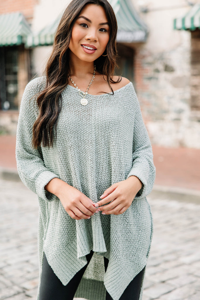 Casual Light Olive Green Oversized Sweater - Light Sweater – Shop the Mint
