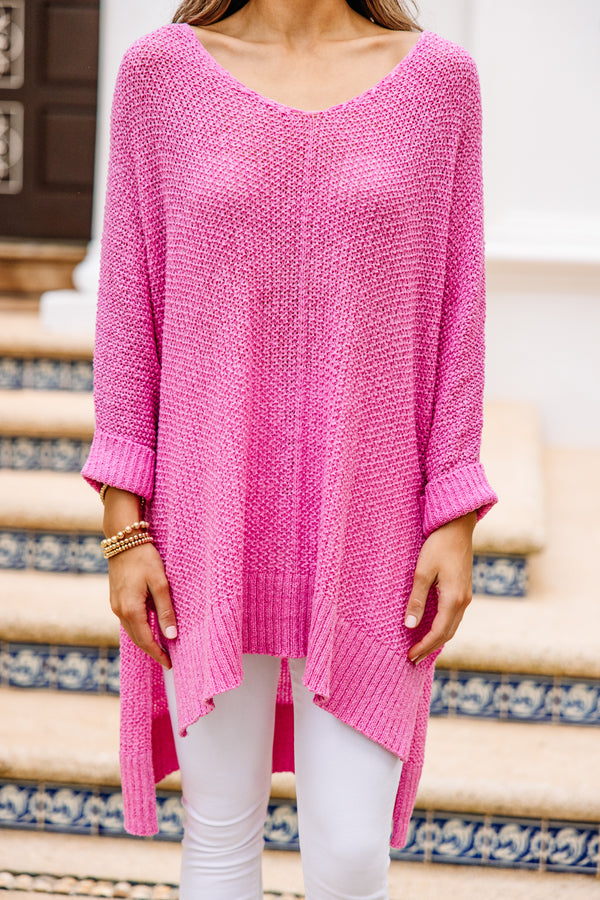 Don't Waste A Moment Candy Pink Oversized Sweater