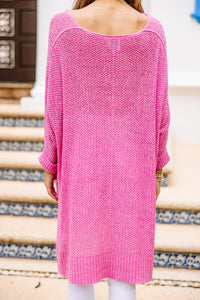 Don't Waste A Moment Candy Pink Oversized Sweater