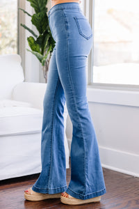 flare leg stretchy jeans