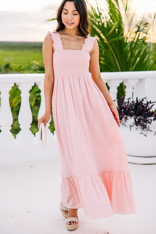 Easy Love Blush Pink Smocked Maxi Dress