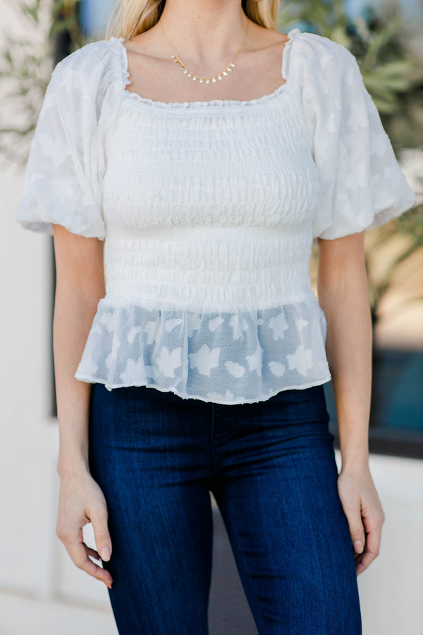 smocked lace top