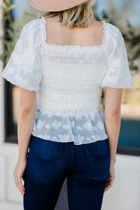 smocked lace top