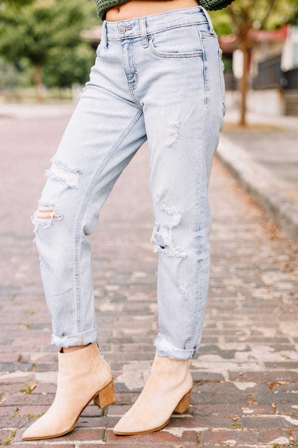 So Much To Love Light Wash Distressed Jeans