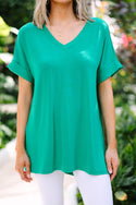 Classic Kelly Green V-Neck Top - Short Sleeves – Shop the Mint