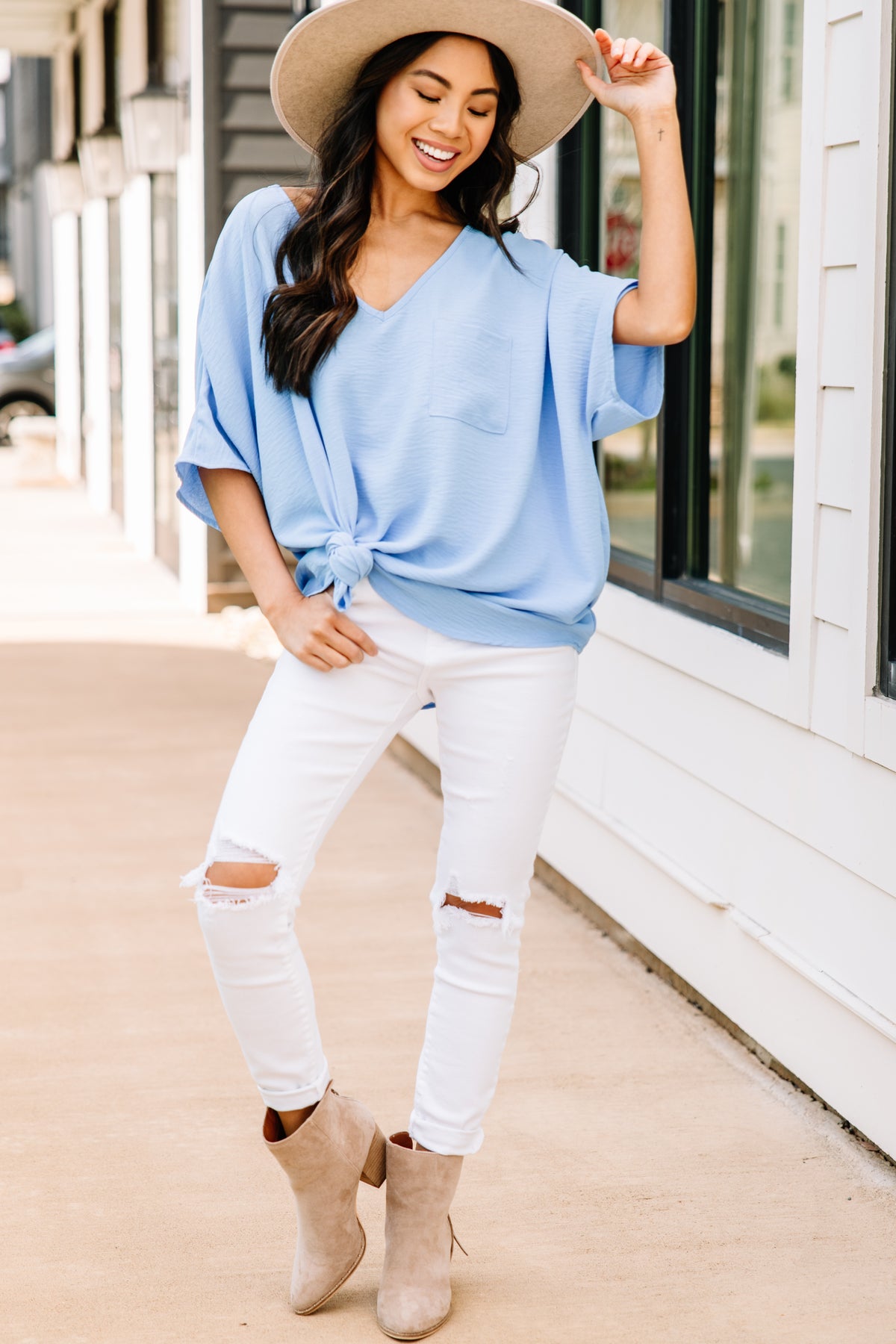 Versatile Baby Blue Top - Casual Women's Tops – Shop the Mint