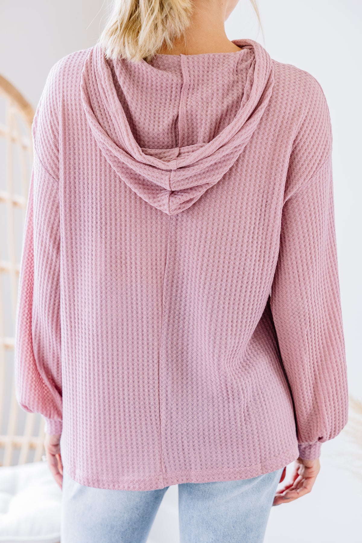 Comfy Pink Waffle Knit Hoodie Trendy Women's Hoodies Shop the Mint