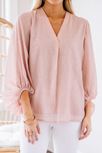 solid 3/4 bubble sleeve blouse