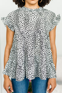 ruffled leopard babydoll top