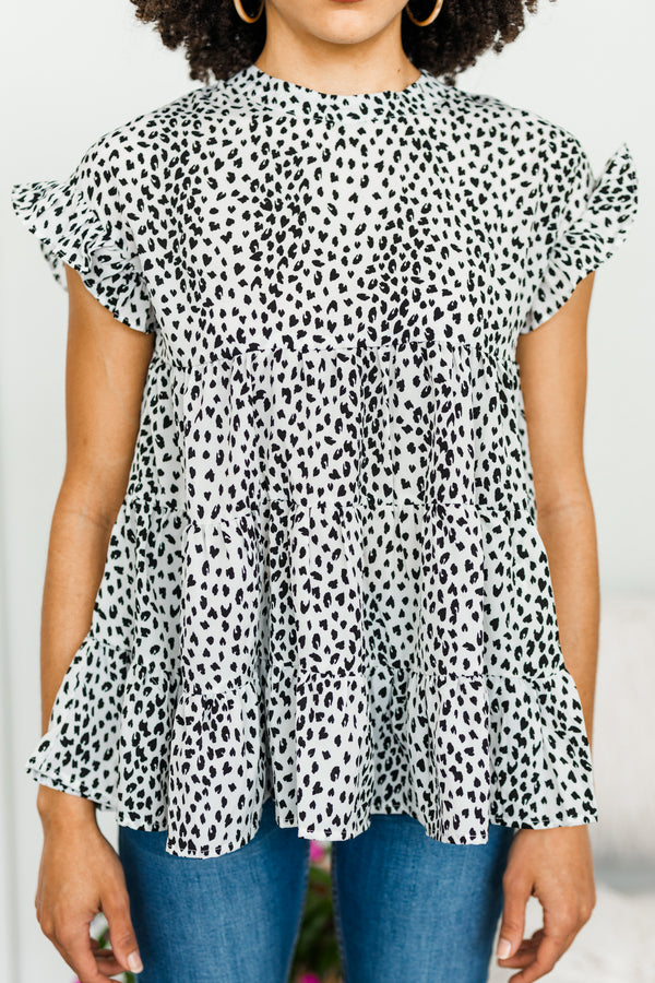 ruffled leopard babydoll top