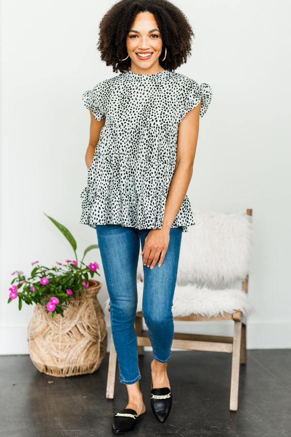 ruffled leopard babydoll top