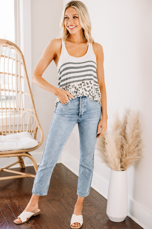 striped and leopard tank