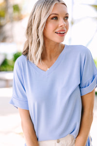 Make Your Life Easy Baby Blue V-neck Top