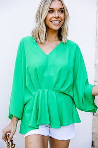 bright green blouse