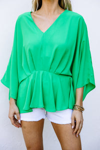 bright green blouse